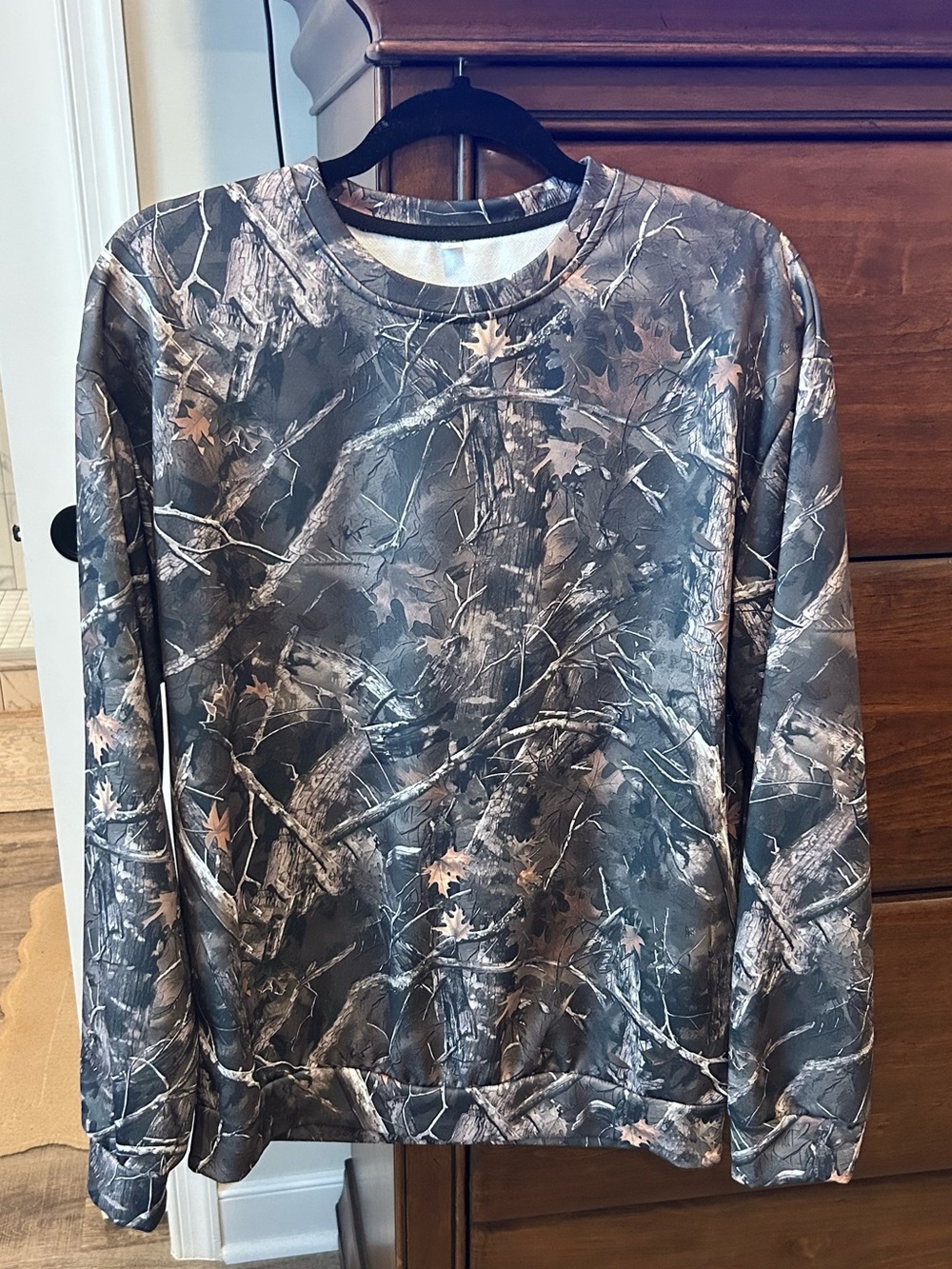 Camo Crewneck Sweatshirt - Gray/Brown Leaf Pattern